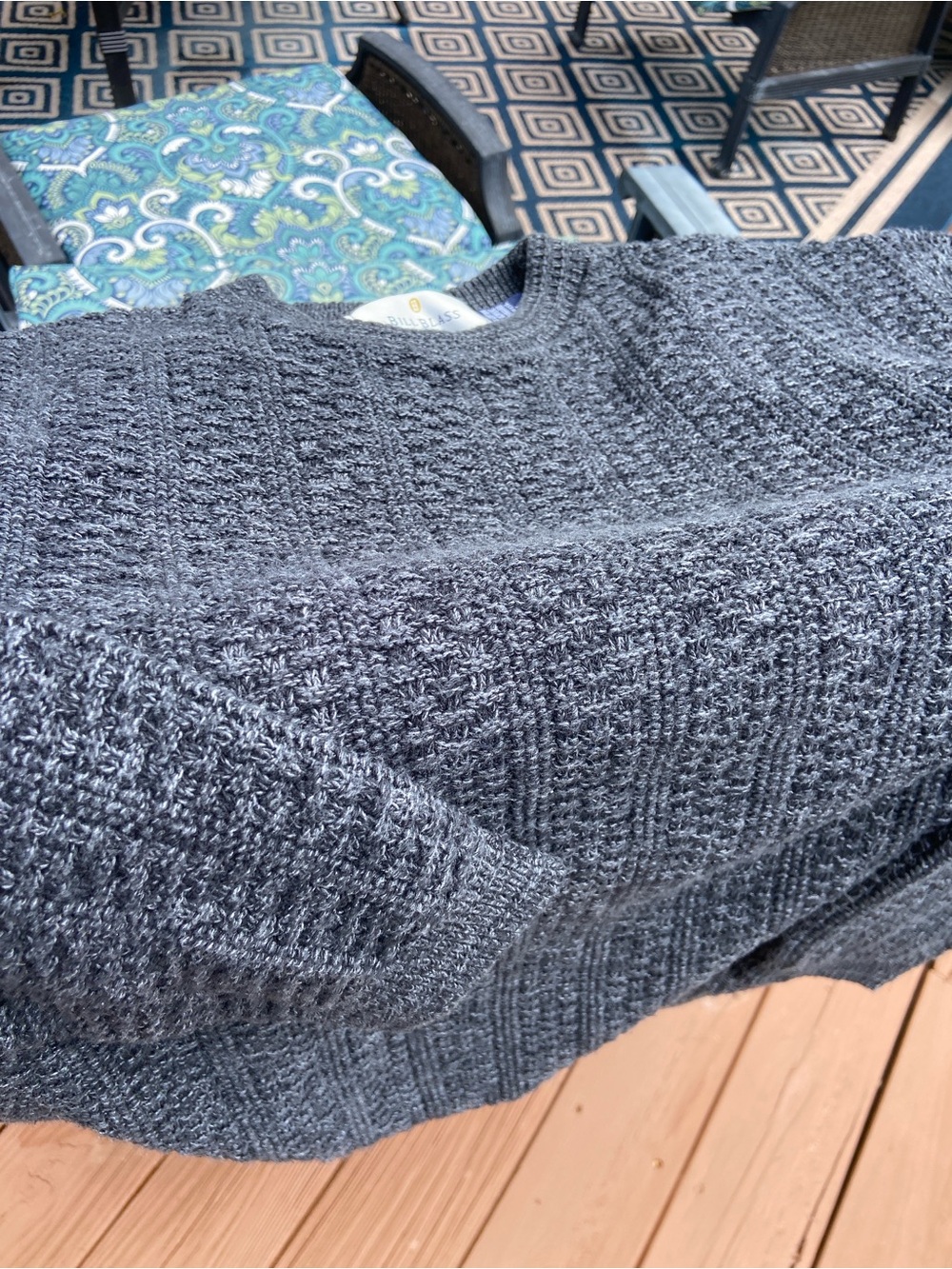 bill blass Charcoal Cable-Knit Crewneck Sweater - Picture 10 of 12